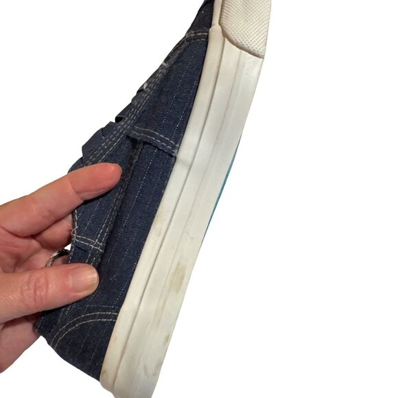 Blowfish Malibu Womens Denim Slip-On Sneakers Size 8 With Elastic Straps & White - Picture 7 of 7